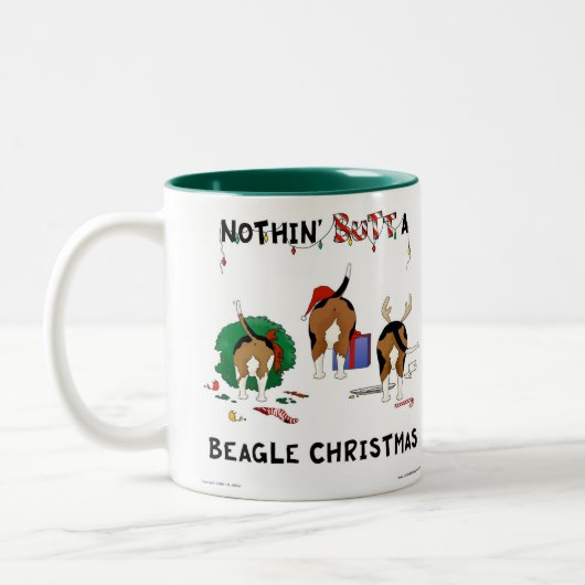 Nichts Hintern ein Beagle-Weihnachten Zweifarbige Tasse (Links)