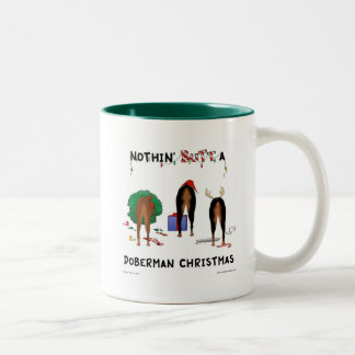 Nichts Hintern ein Dobermann-Weihnachten Zweifarbige Tasse