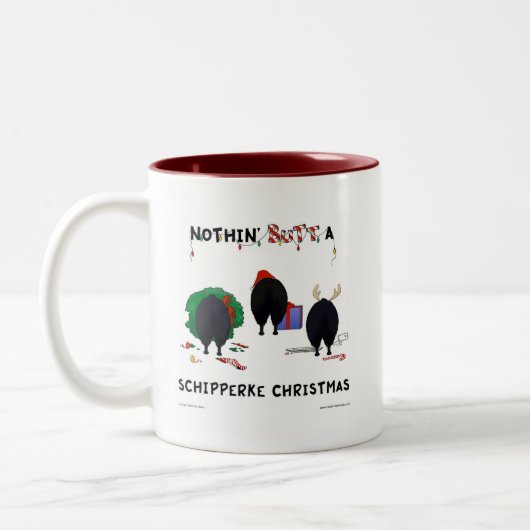 Nichts Hintern ein Schipperke-Weihnachten Zweifarbige Tasse (Links)