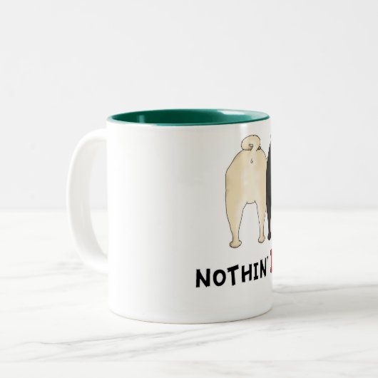 Nichts Hintern-Mops-Tasse Zweifarbige Tasse (Vorderseite Links)