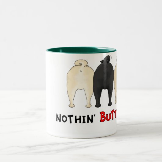 Nichts Hintern-Mops-Tasse Zweifarbige Tasse (Mittel)