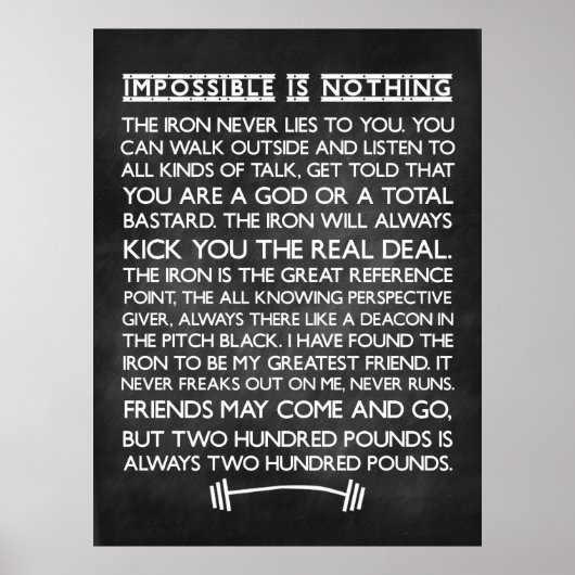 Nichts ist unmöglich Gym Motivierend Chalkboard Poster (Vorne)