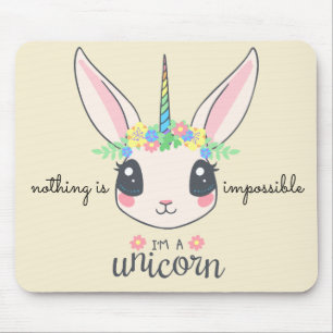 "Nichts ist unmöglich" lustiges Einhornkaninchen Mousepad