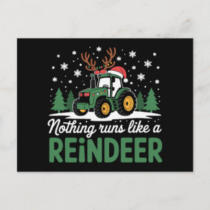 Nichts läuft wie ein Weihnachtstraktor mit Rentier Feiertagspostkarte