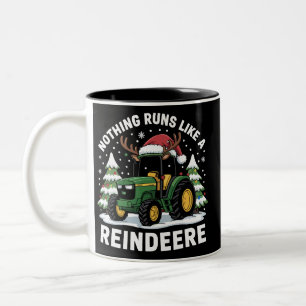 Nichts läuft wie ein Weihnachtstraktor von Reindee Zweifarbige Tasse