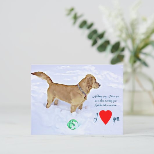 Nichts sagt, ich Liebe Sie mehr Golden Retriever Postkarte (Stehend Vorderseite)