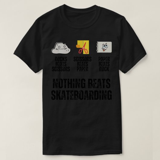 Nichts schlägt Skateboarding Rock Paper Schere Fu T-Shirt (Design vorne)