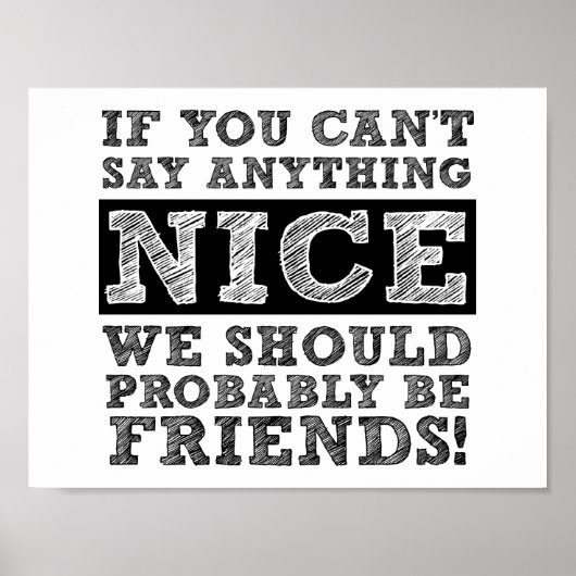 Nichts Schönes lustiges Poster sagen (Vorne)
