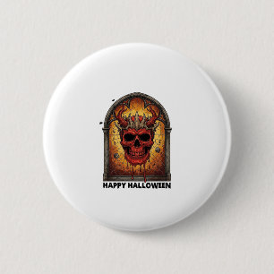 Nichts Schreckt Mich Rot Gehörnter Totenkopf Spinn Button