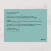 Nichts Unwirkliches existiert Nicht duale ACIM Kar Postkarte (Rückseite)