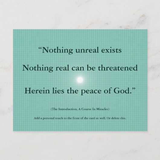 Nichts Unwirkliches existiert Nicht duale ACIM Kar Postkarte (Vorderseite)