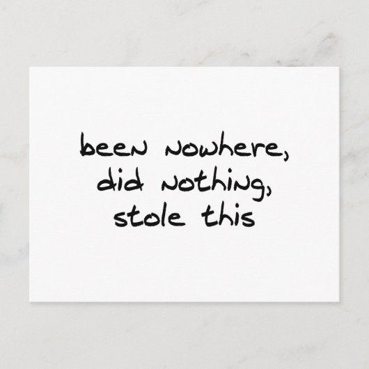 Nichts war nirgends, nichts, gestohlen postkarte (Vorderseite)