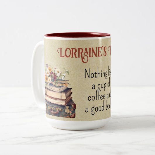 Nichts wie eine Tasse Kaffee und ein gutes Buch (Vorderseite Links)