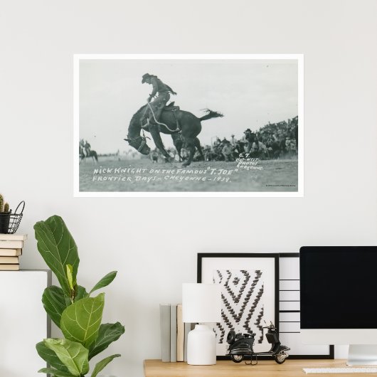 Nick Knight reiten T. Joe bei Cheyenne Frotier Day Poster (Heimbüro)
