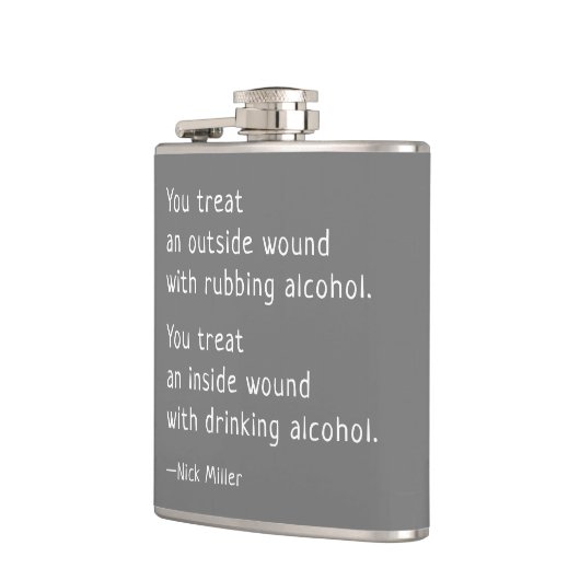 Nick Miller Funny Zitat mit Alkoholtupfer Flachmann (Links)