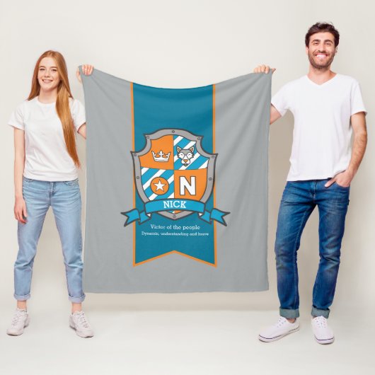 Nick oder Buchstabe N, d. h. grauorange Fleecedecke (Beispiel)