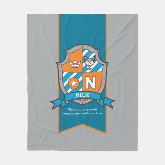 Nick oder Buchstabe N, d. h. grauorange Fleecedecke (Vorderseite)