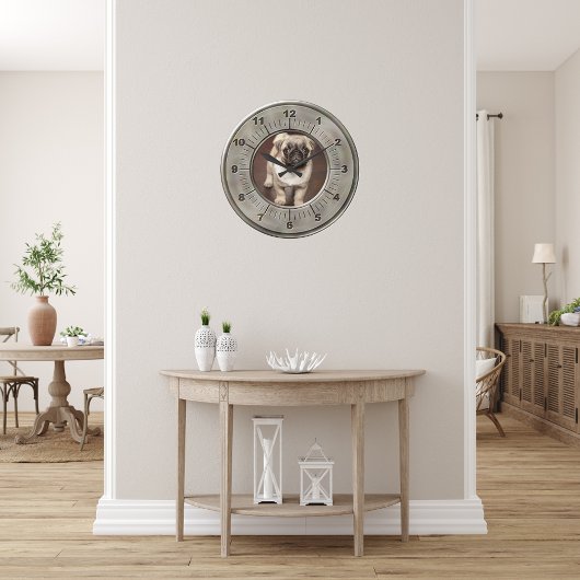 Nickel-Foto gebürstet Große Wanduhr