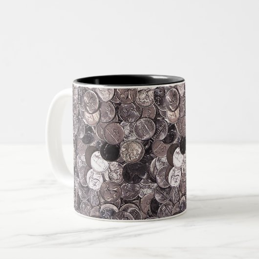 Nickelmünzen Grafisch Zweifarbige Tasse (Vorderseite Links)