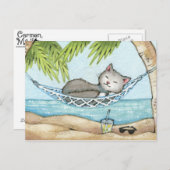 Nickerchen im Paradies - Niedliche Insel Urlaub Ku Postkarte (Vorne/Hinten)