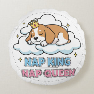 Nickerchen King / Nickerchen Queen Rundes Kissen