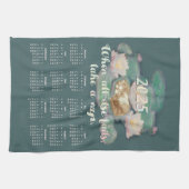 Nickerchen Kitten auf Lily Pad Monet 2025 Kalender Geschirrtuch (Horizontal)