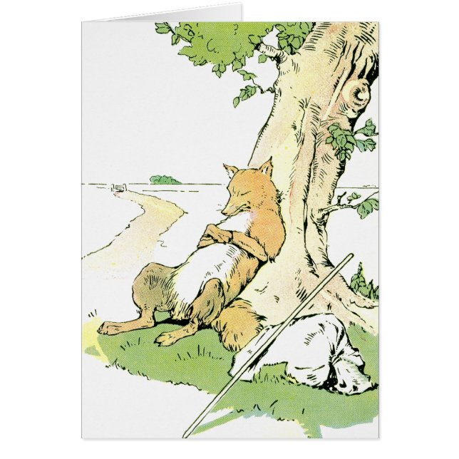 Nickerchen machender Fox, der am Baum sich lehnt (Vorne)