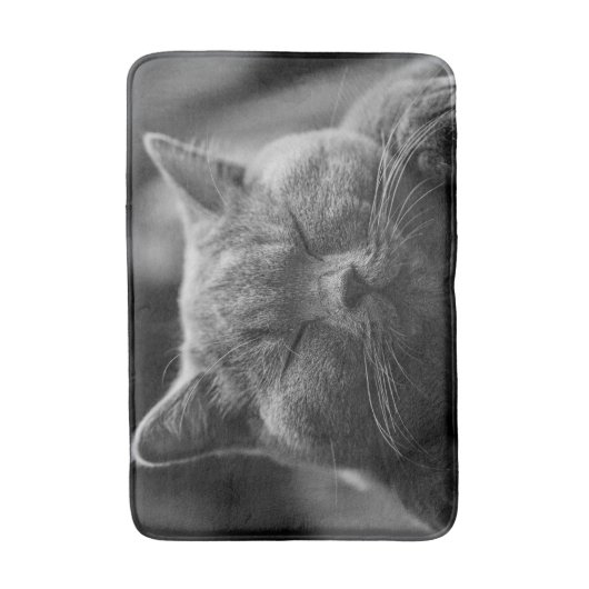 Nickerchen machender grauer Katzen-Kopf-Schuss Badematte (Vorderseite Vertikal)