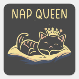 Nickerchen Queen Cat - Embrace Feline Relaxation Quadratischer Aufkleber