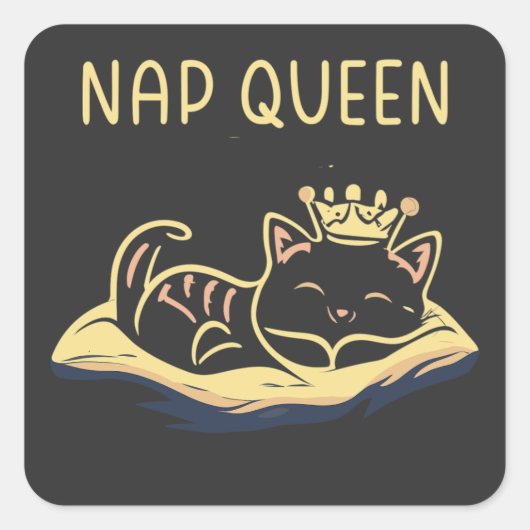 Nickerchen Queen Cat - Embrace Feline Relaxation Quadratischer Aufkleber (Vorderseite)