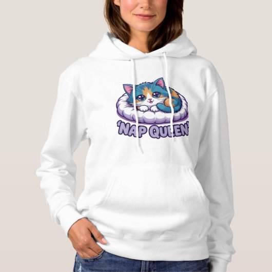 Nickerchen Queen Kawaii Cat Hoodie (Vorderseite)