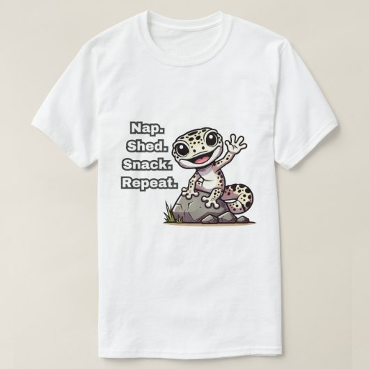 Nickerchen. Shed. Snack. Wieder von vorne. Funny L T-Shirt (Design vorne)