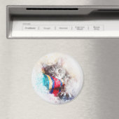 Nickerchen Time Kitty | ABSTRAKT | Wasserfarbe Magnet (In Situ (Geschirrspüler))