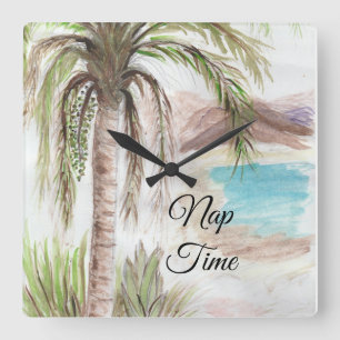 Nickerchen Time Tropical Palm Quadratische Wanduhr