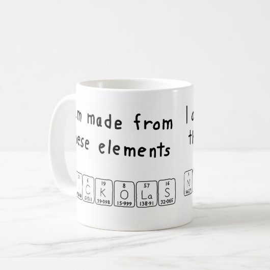 Nickolas Periodenname Tasse (Vorderseite Links)