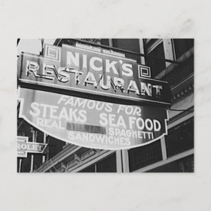 Nicks Griechisches Restaurant Vintage 1940 Neon-Sc Postkarte