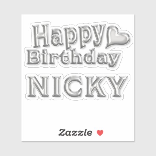 Nicky Happy Birthday silver Aufkleber Sticker (Blatt)