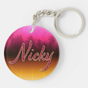 Nicky Vorname Name golden pink Schlüsselanhänger
