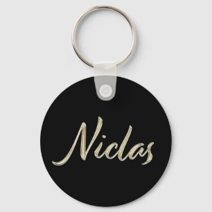 Niclas weißer Button-Schlüsselger Schlüsselanhänger