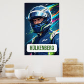 Nico Hülkenberg Racing Helmet Vector – Motorsport  Poster (Küche)
