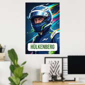 Nico Hülkenberg Racing Helmet Vector – Motorsport  Poster (Heimbüro)
