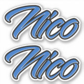 Nico Name blue Aufkleber Sticker Stickerset (Vorderseite)