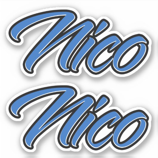 Nico Name blue Aufkleber Sticker Stickerset (Vorderseite)