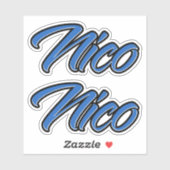 Nico Name blue Aufkleber Sticker Stickerset (Blatt)