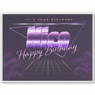 Nico Name Vorname lila retro Sticker Geburtstag