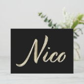 Nico Name white gold Handwriting Karte (Stehend Vorderseite)