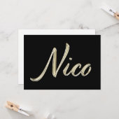 Nico Name white gold Handwriting Karte (Vorderseite/Rückseite Beispiel)