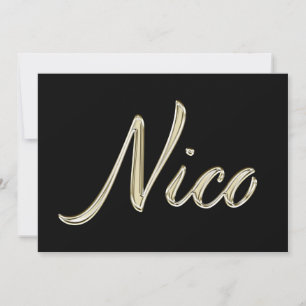 Nico Name white gold Handwriting Karte