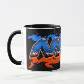 Nico Vorname Name Graffiti blue orange Tasse (Links)
