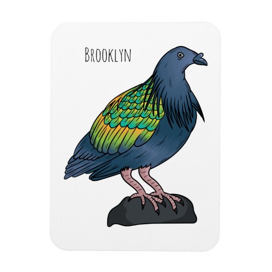 Nicobar Taube Cartoon Illustration Magnet (Vertikal)